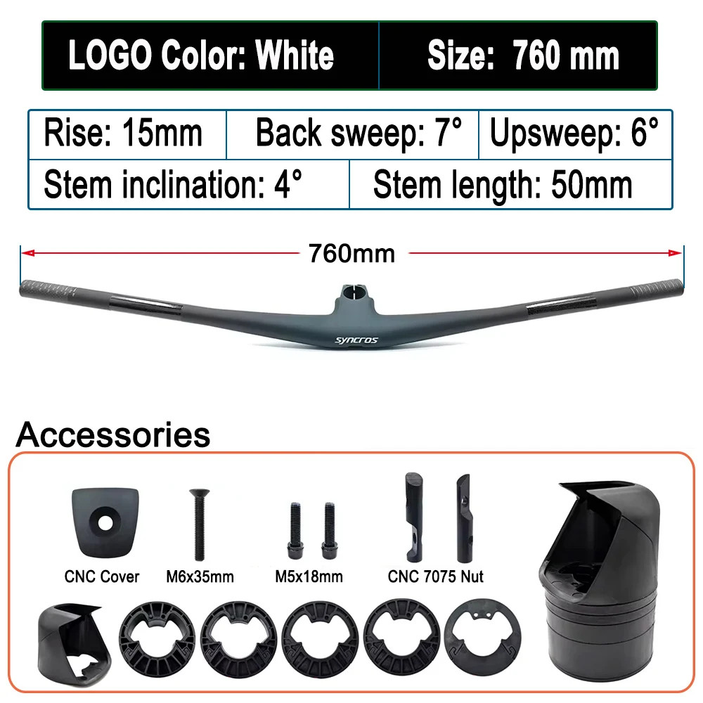 Full Carbon Fiber Bicycle Riser Flats Handlebar Integrated Cockpit MTB Handlebar