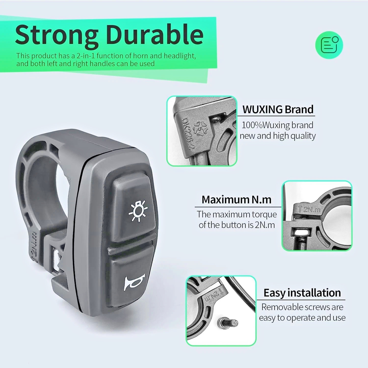 E-Bike Light Switch DK226/DK336 Ebike Lamp and Horn Switch for Electric Bike Sco
