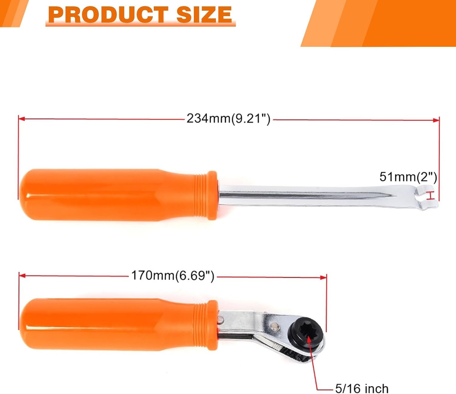 2PCS Automatic Slack Adjuster Tools, 5/16» Double Square Ratcheting Wrench &