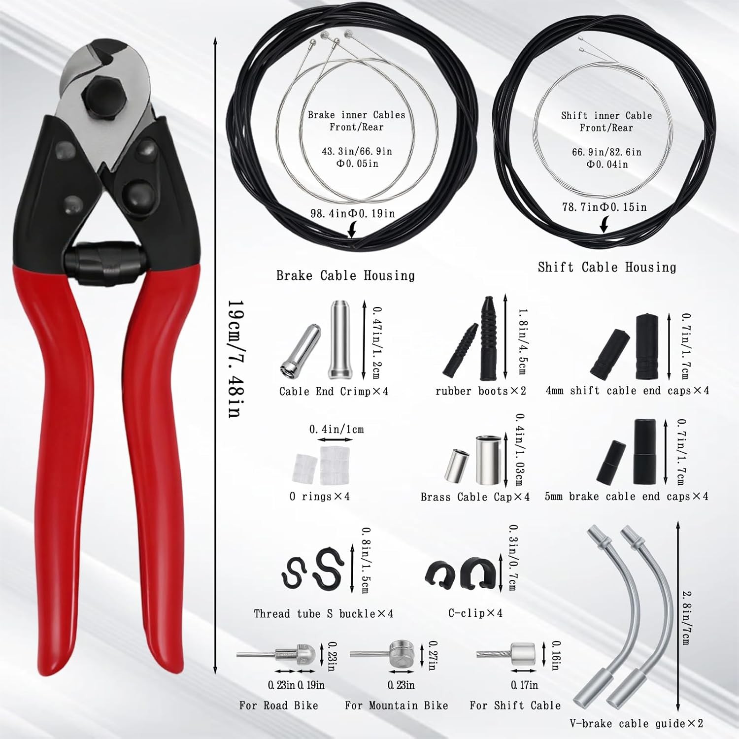 Stainless Steel Wire Cutter Bike Brake and Shifter Derailleur Cable Housing Kit,