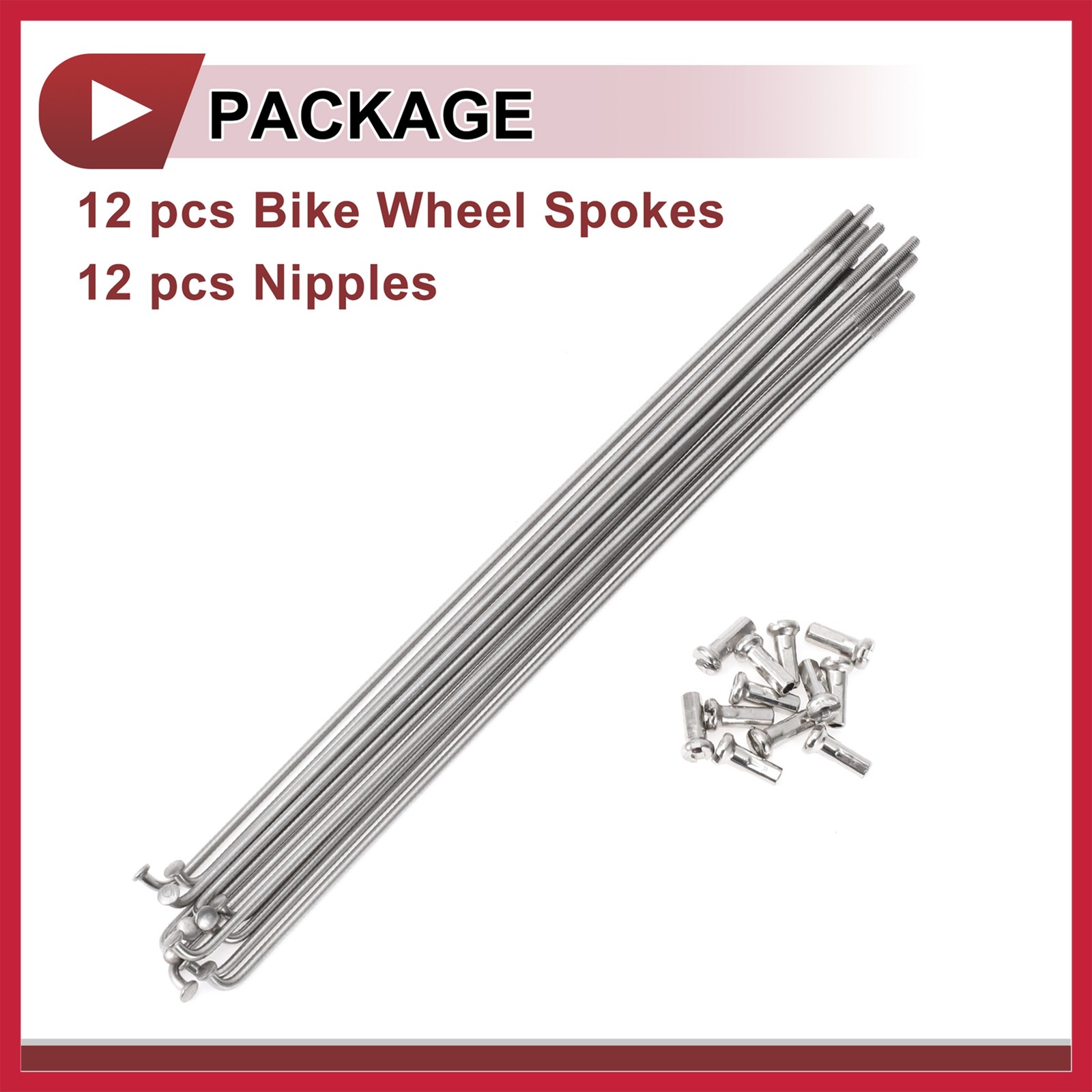 12Set 14G Bicycle Spokes 185mm Bike Wheel Spokes 304 Stainless Steel