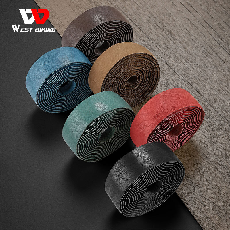 WEST BIKING Genuine Leather Bicycle Handlebar Tape Road Bike Classical Belt