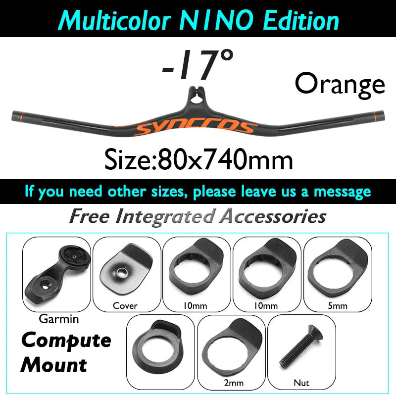 Carbon Integrated MTB Bicycle Handlebar with Stem 60-110mm -8/-17/-25 Degree
