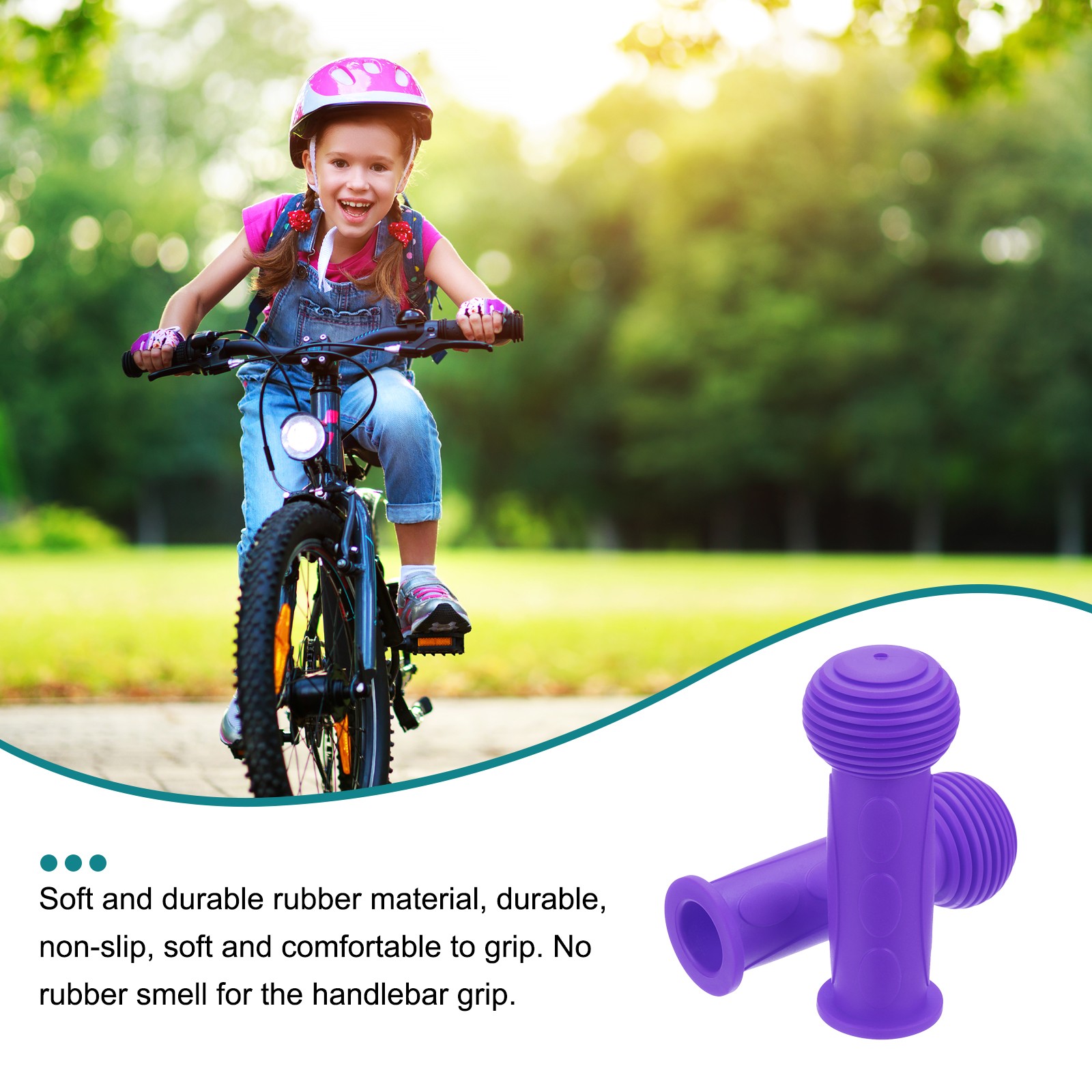 2pcs Bike Handlebar Grips 4.33″ Non-Slip Rubber Mushroom Grips Fit 7/8″,Purple