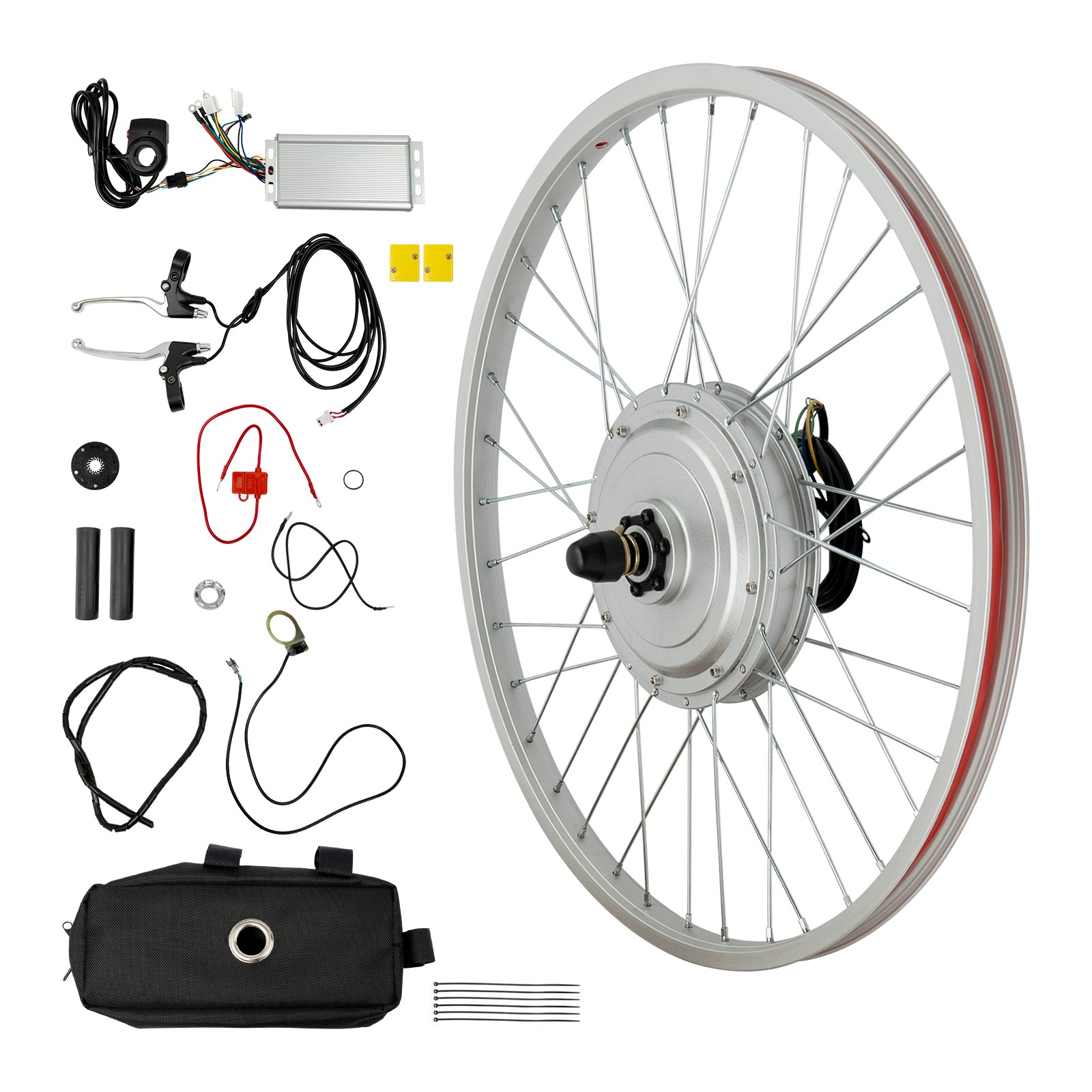 Modern 750W E-bike Conversion Kit Silver 24″ Front Wheel w/ Brushless Hub Motor