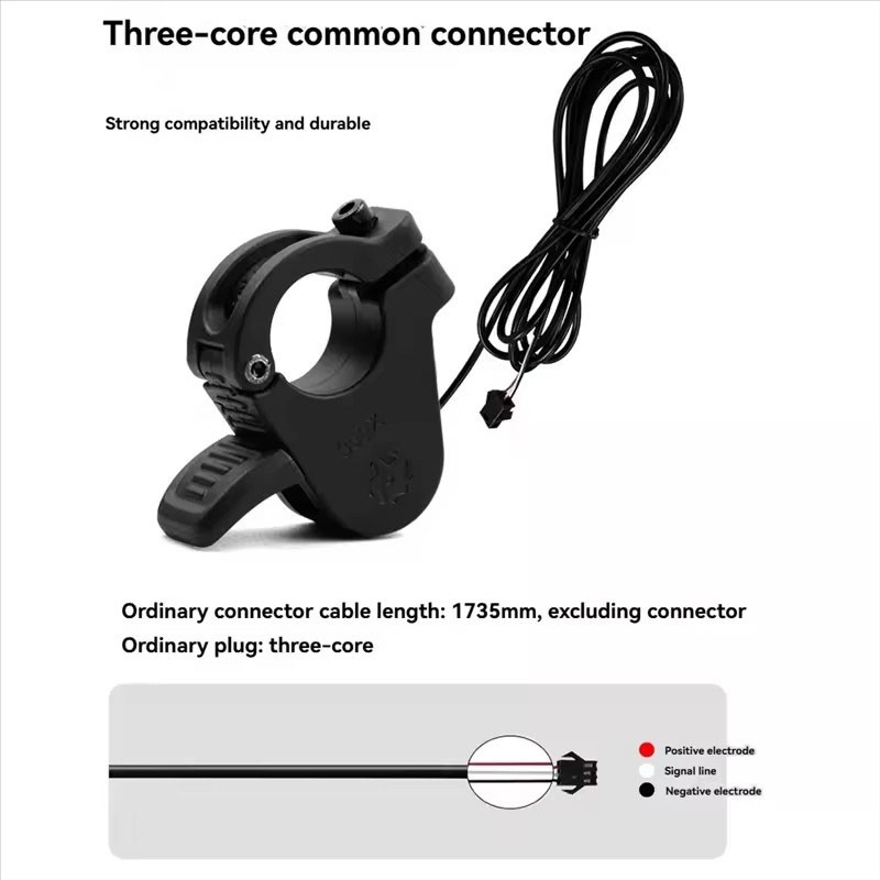EBike Thumb Throttle 24V 36V 48V 72V Left/Right Hand Throttle SM Plug Connector