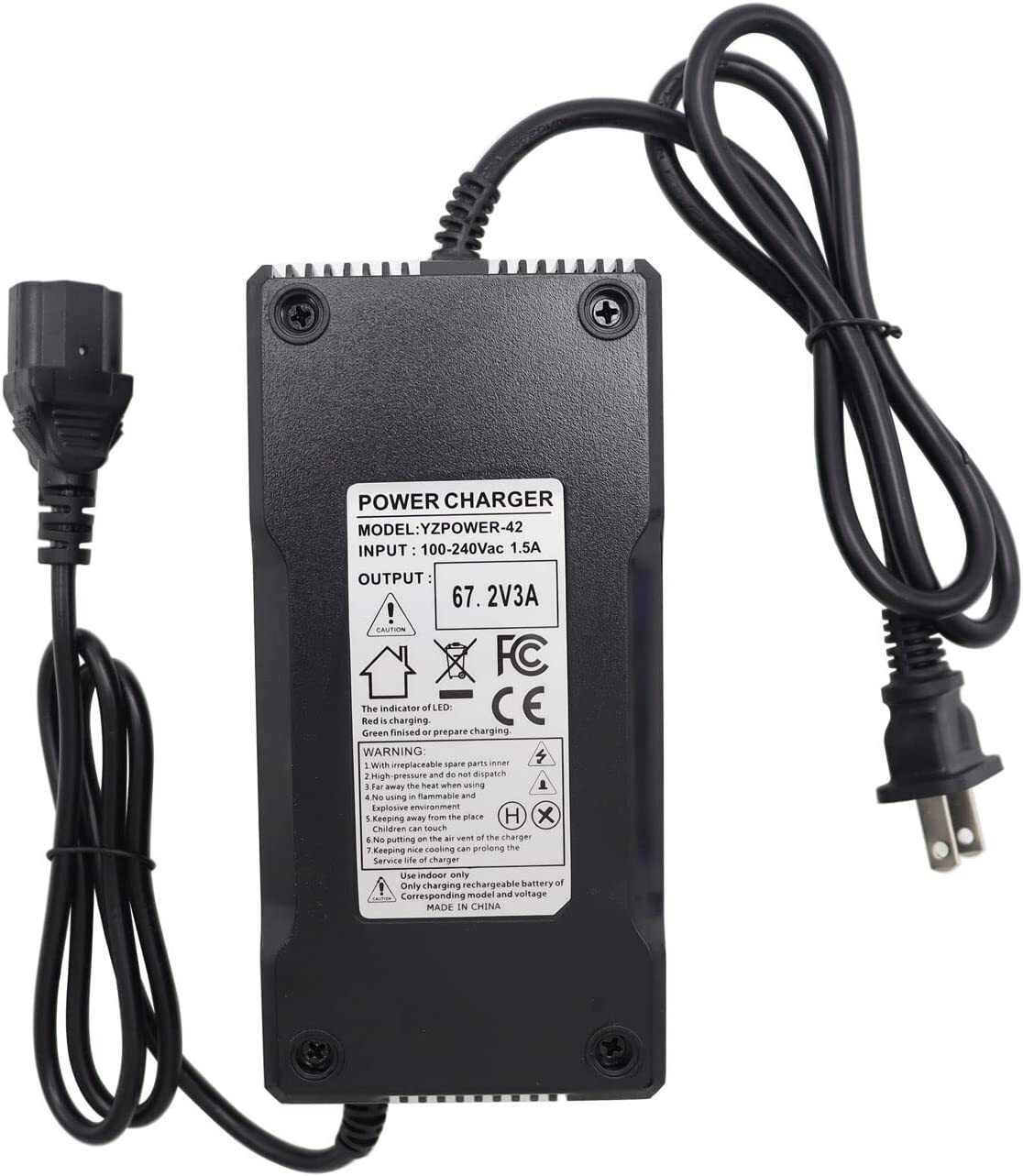 67.2V 3A Lithium Battery Charger IEC Connector Electric Bike Scooter Charger