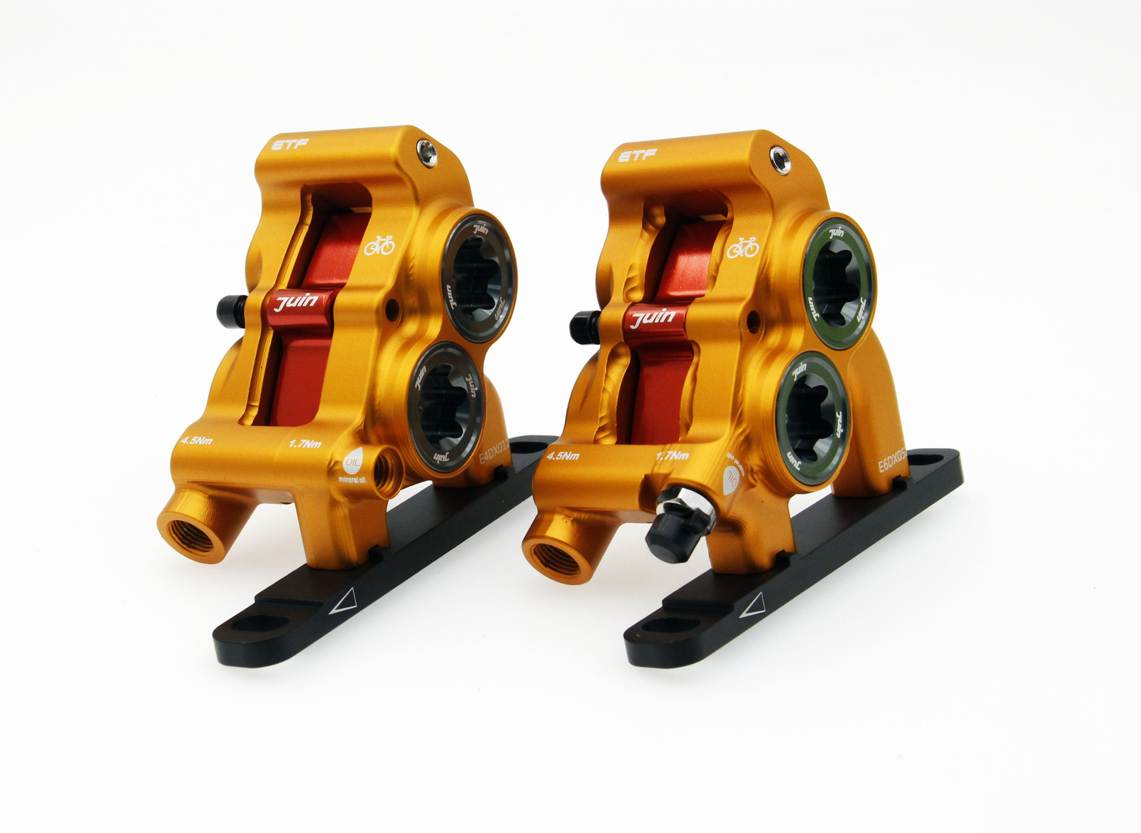 Juin Tech ETF 4-Piston Flat-Mount Hydraulic Brake Caliper Set 160mm for Shimano