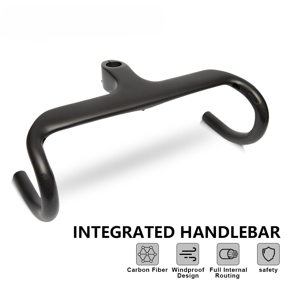 400/420/440mm Carbon Road Racing Bike Integrated Handlebar 1-1/8″ Drop Bar
