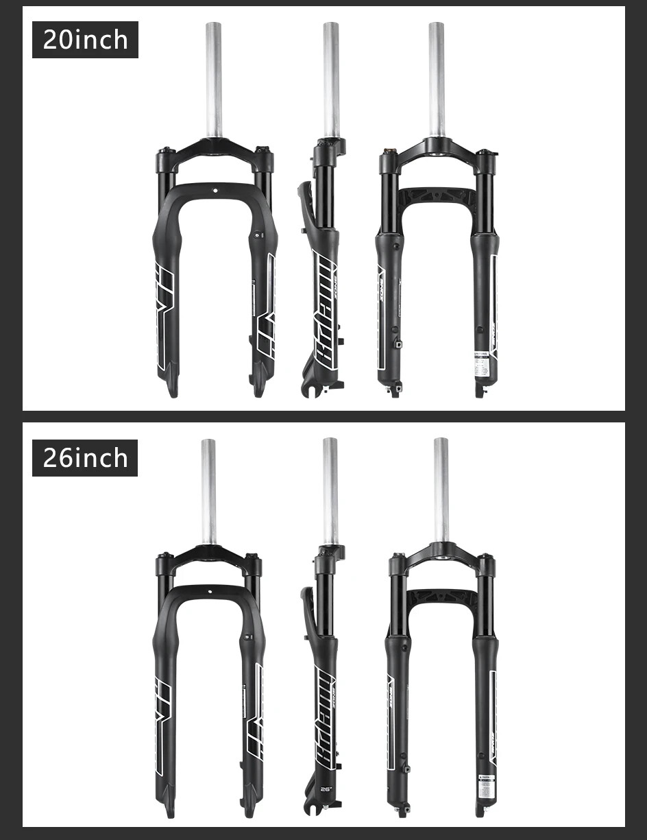 Snow E-bike Supension Air Fork 20/26inch Fat Tire MTB Front Fork 100mm Travel