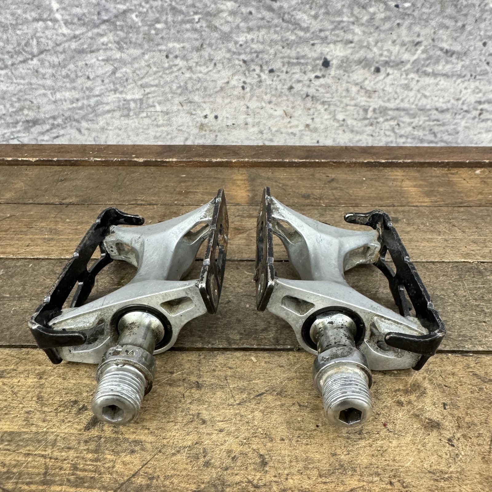 Vintage Suntour Cyclone Pedals 9/16 In Road Bike Platform Japan Silver 80s