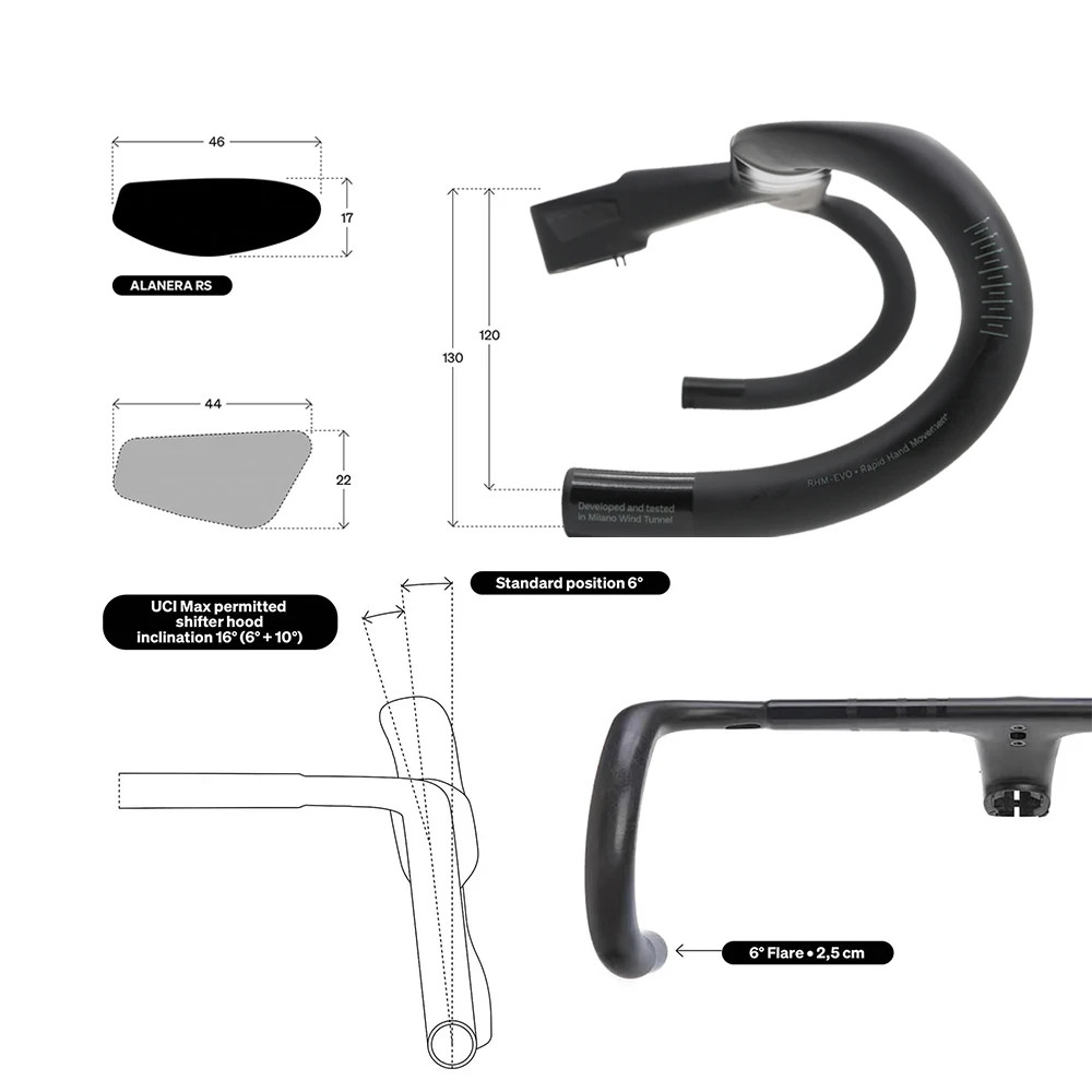 Carbon Road Bike Integrated Handlebar Internal Cable Routing 28.6mm 380mm-440mm