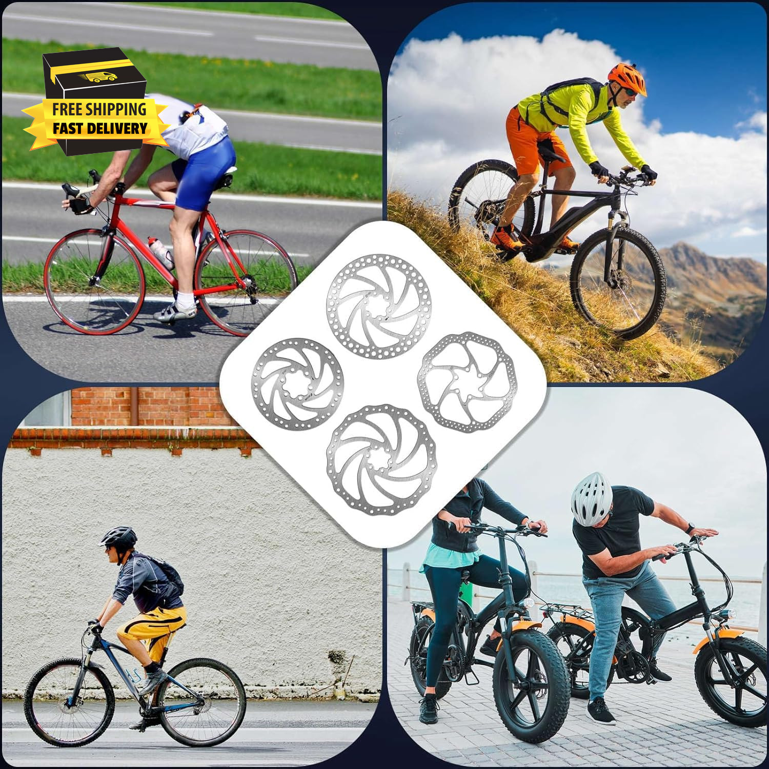 140Mm 160Mm 180Mm 203Mm MTB Disc Brake Rotor with 6 Bolts, Bicycle Brakes Stainl