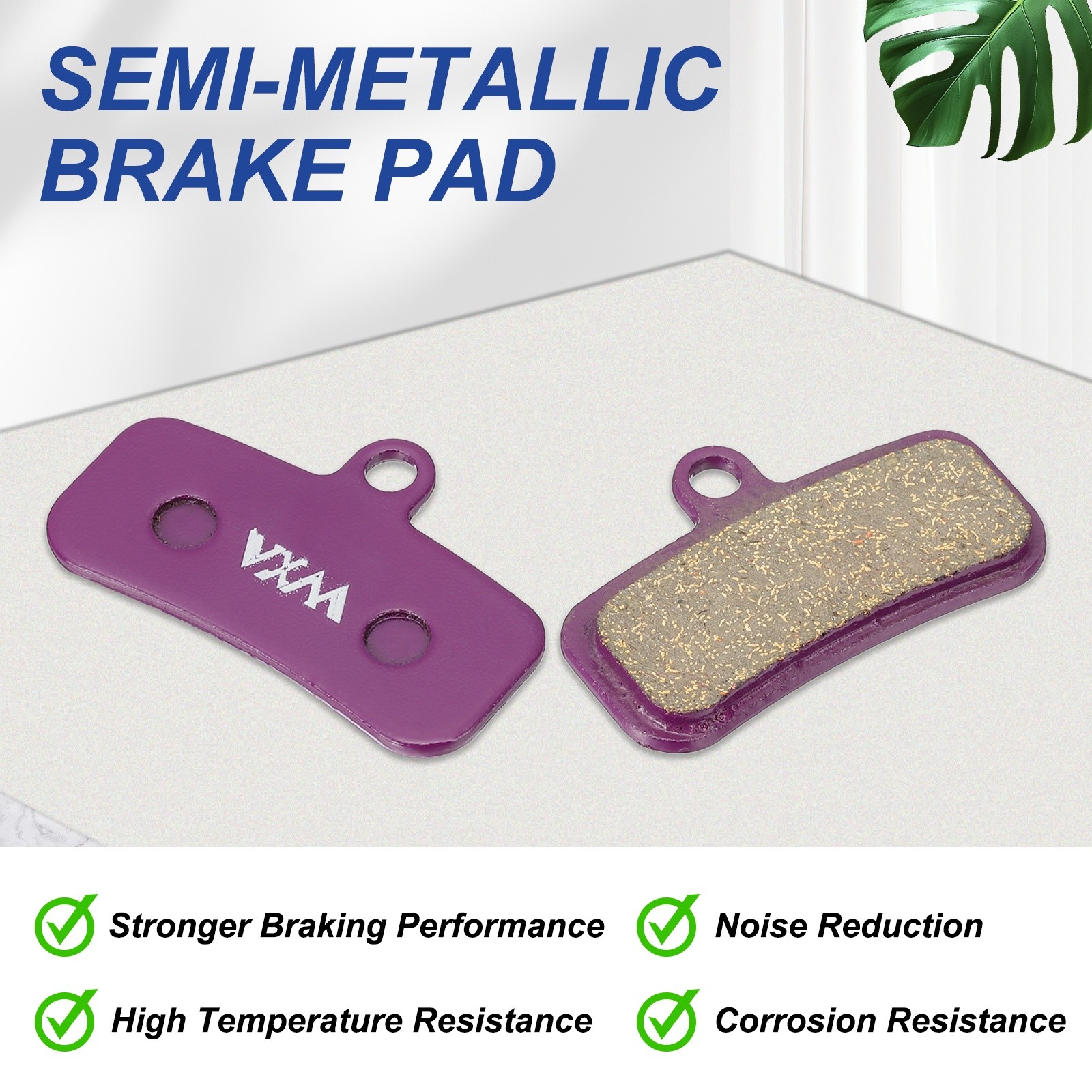 4set Disc Brake Pad 1.56″ x 0.65″ Bike Brake Pads with Spring and Pin, Purple