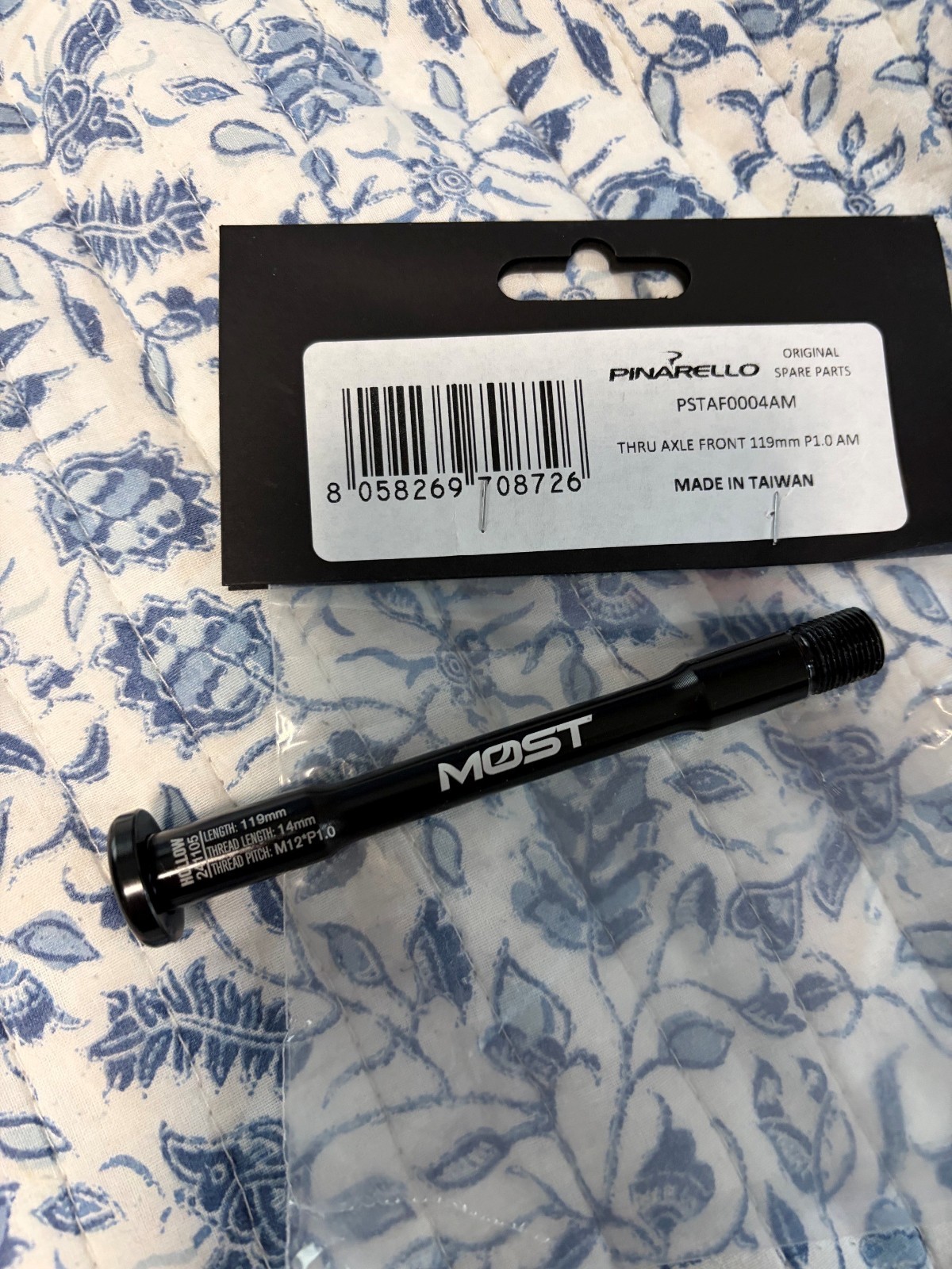 Pinarello Most Front Fork Thru Axle 12x119mm L:119mm TL:14mm TP:M12xP1.0