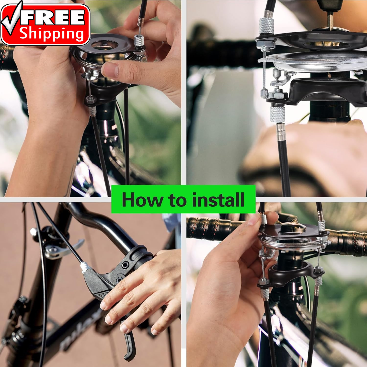 BMX Bike Gyro Brake Cables Front + Rear (Upper + Lower) with Spinner Rotor Full