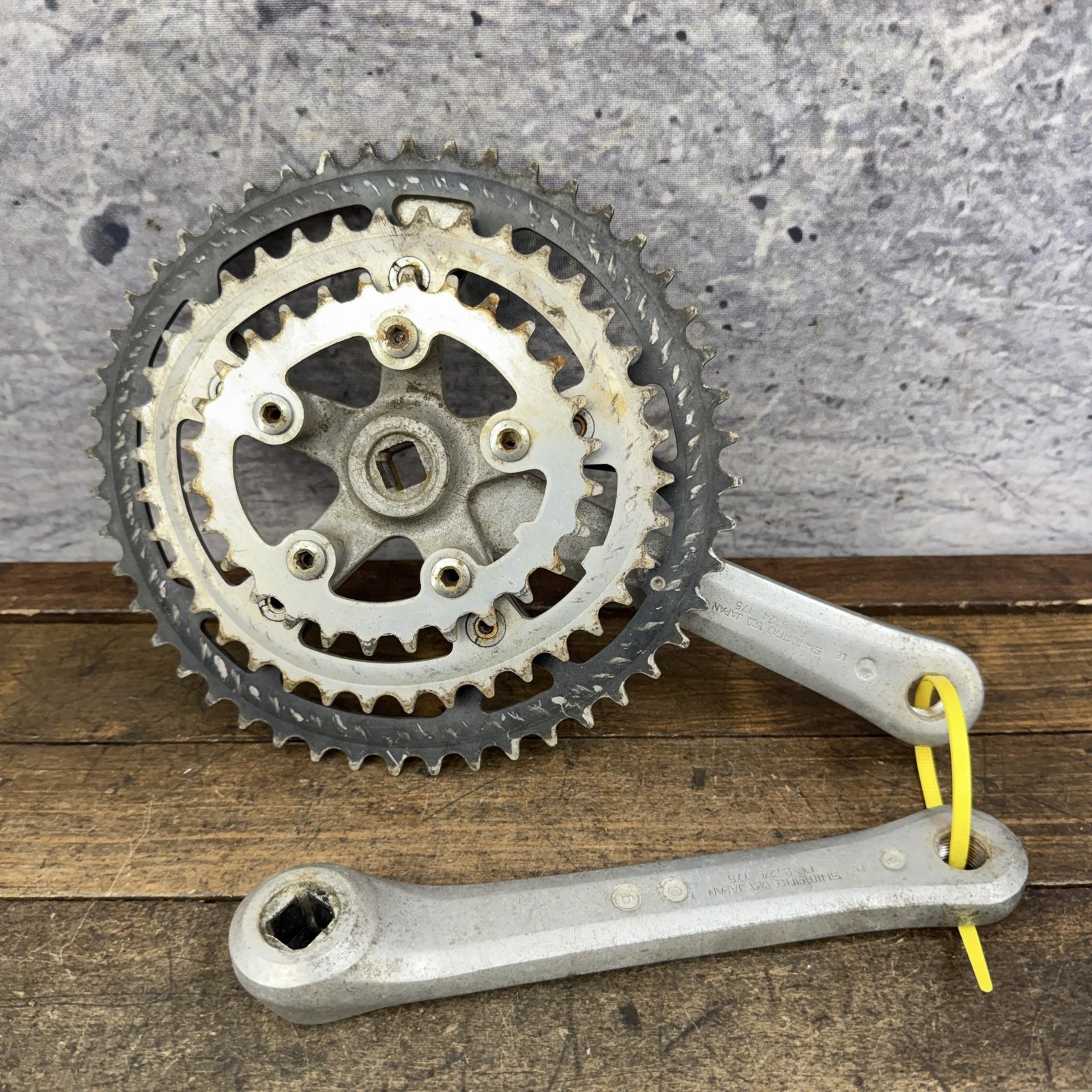 Vintage Shimano FC-B124 Crankset TRIPLE 175 Biopace 48/38/28T 110 BCD Deore 80s