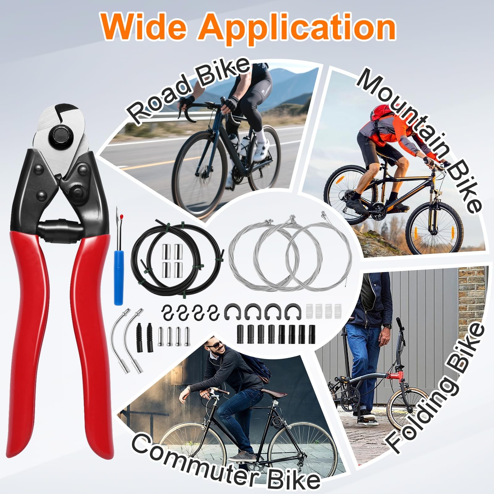 Black Bike Brake Cable Kit with Stainless Steel Cutter