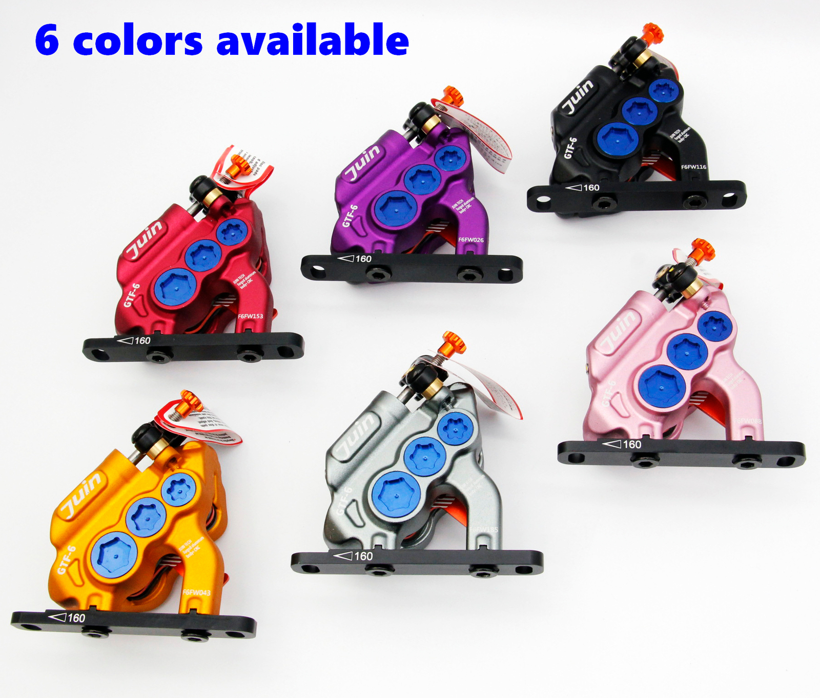 Juin Tech GTF6 Cyclocross Bike 6-Piston Hydraulic Brake Caliper Set Purple