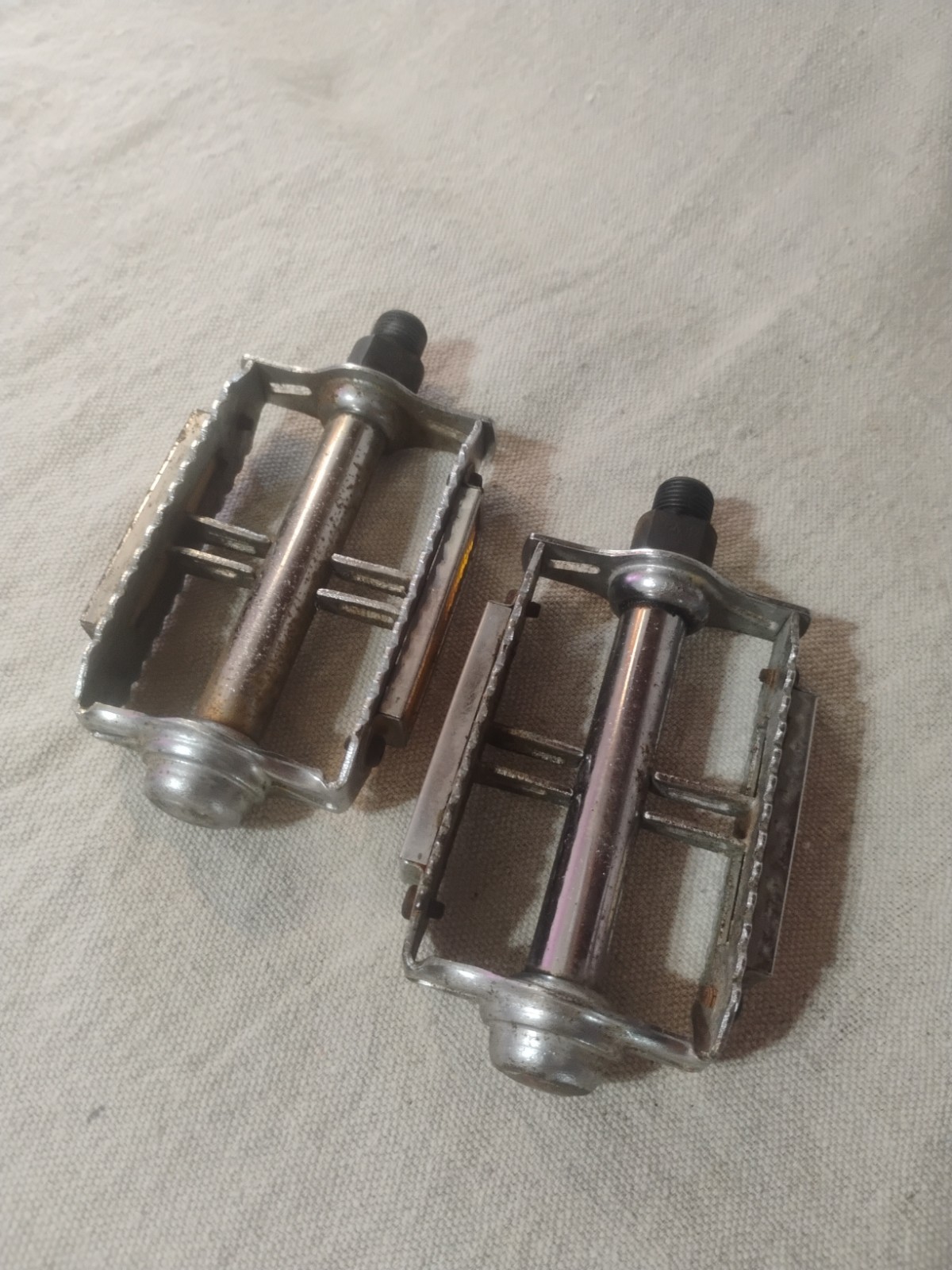 Vintage Chrome Rat Trap Pedals With Reflectors 9/16″ Pulled From Schwinn Le Tour