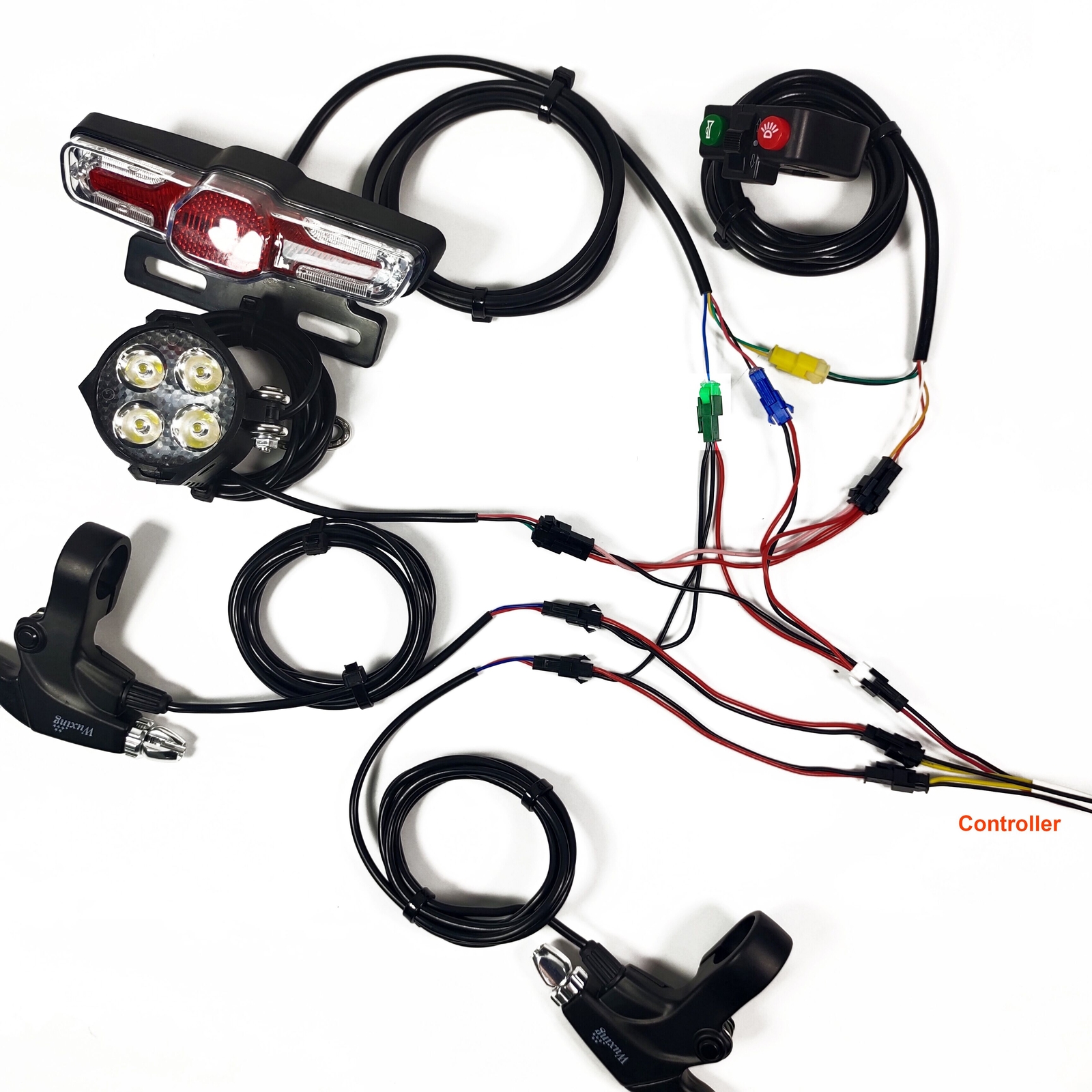 12V-60V E-bike Headlight Tail Rear Warning Light LED Brake Spotlight Cycling