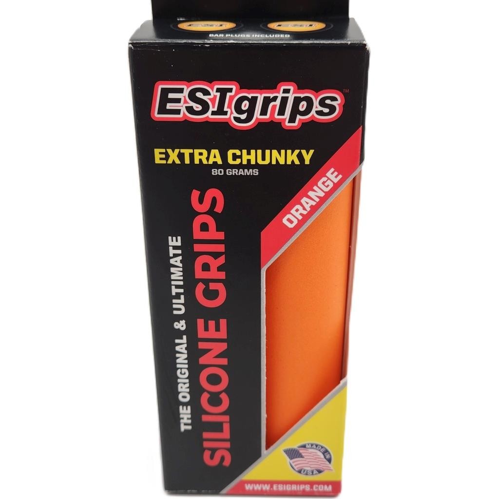 ESI 34mm Extra Chunky – Orange – Silicone 130mm MTB Bike Grips Shock Absorbing