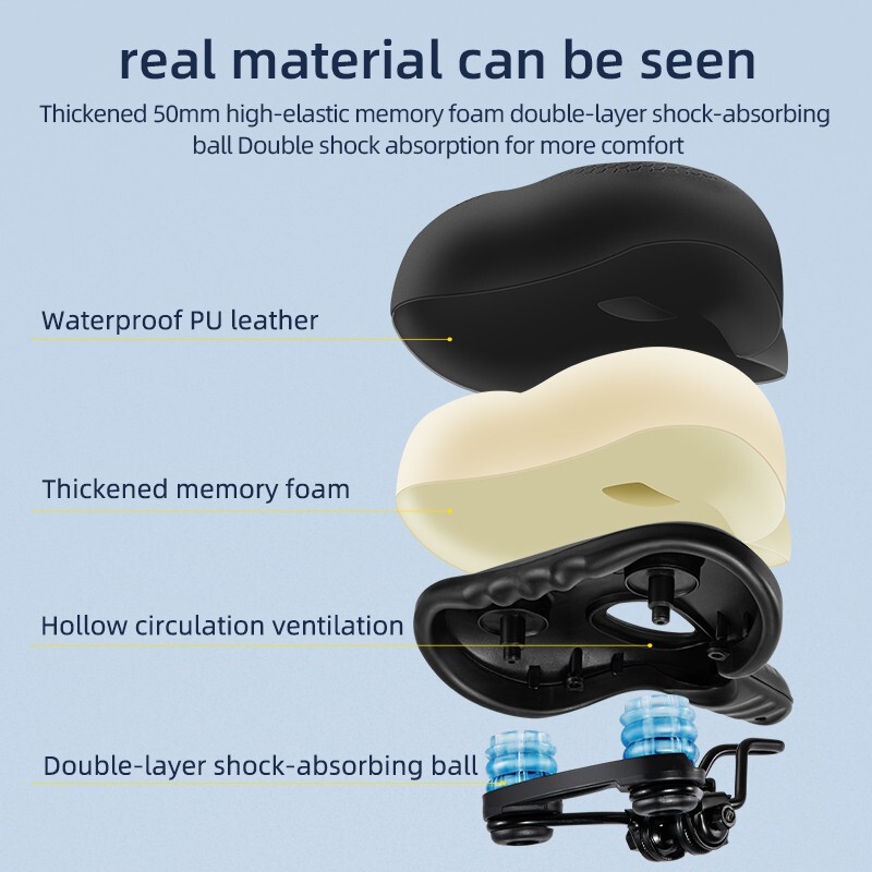 ROCKBROS Memory Foam Bike Seat Bicycle Saddle Padded Comfortable Soft Cushion