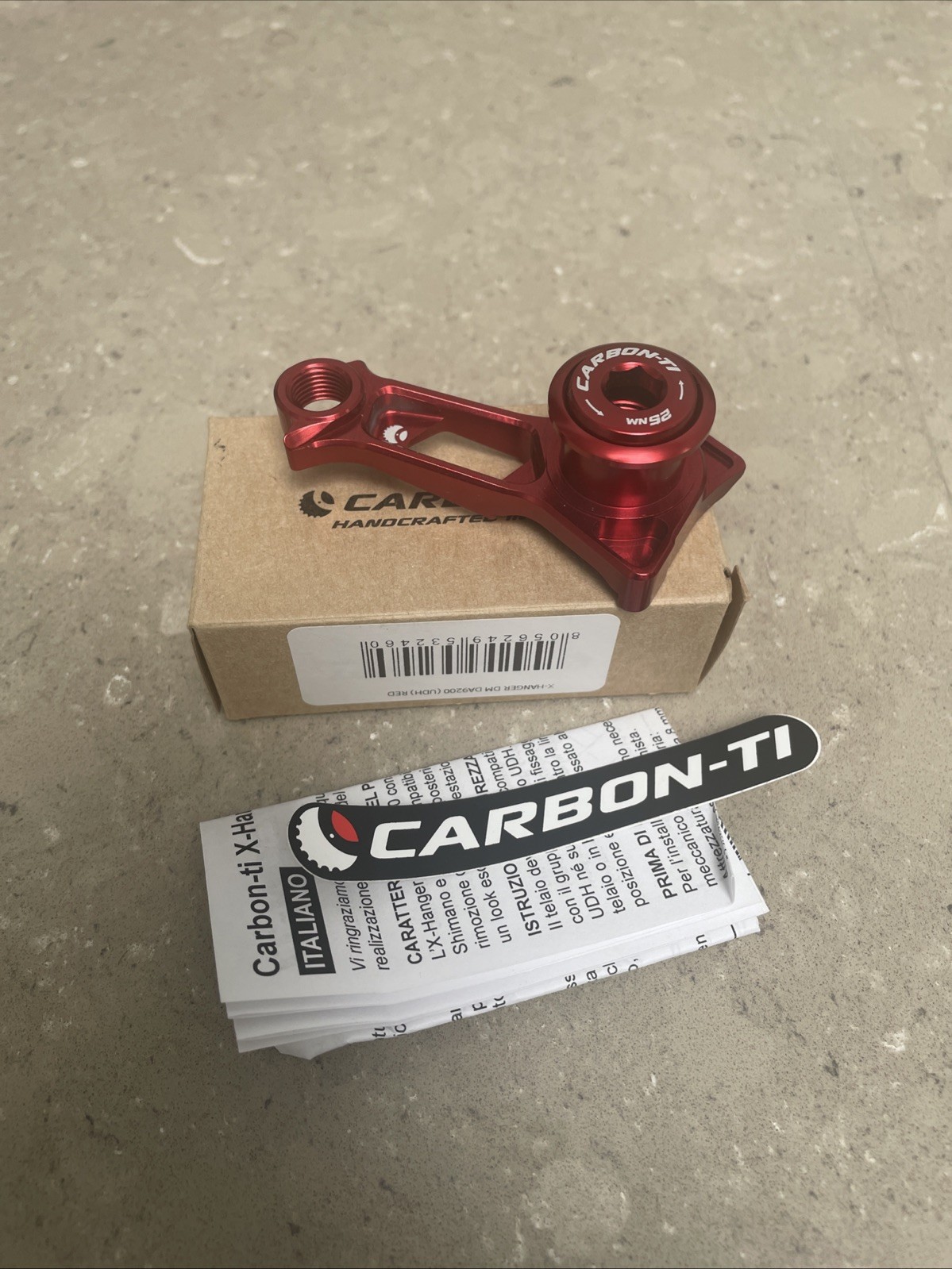 Carbon-Ti X-Hanger Shimano DM Derailleur Hanger. Red