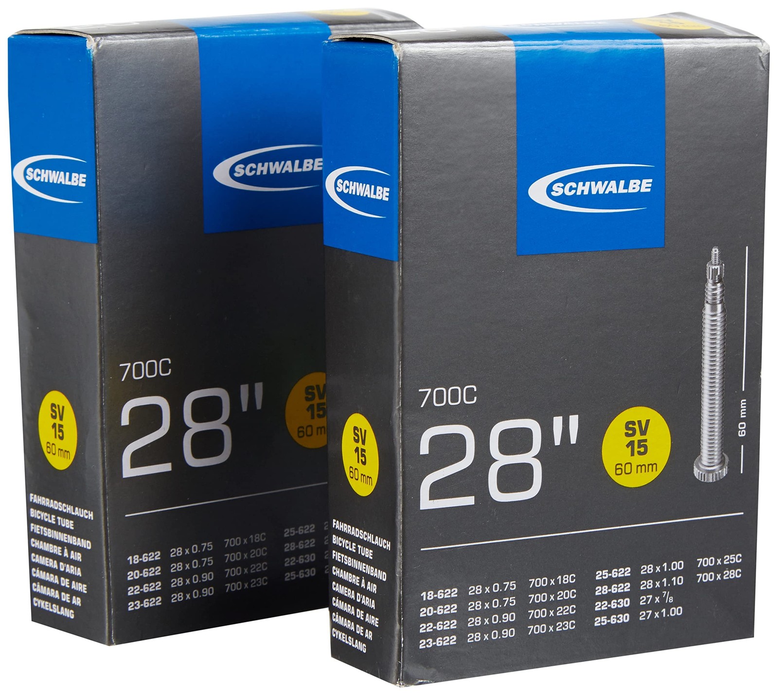 Schwalbe SV15 SV 15 Bicycle Tube 60 mm 700 x 18-28 C B067 Extra Long Pack of …
