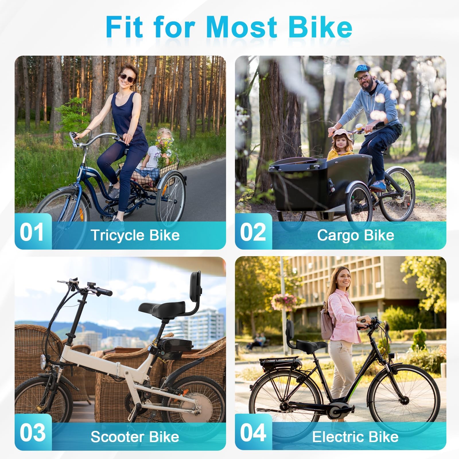 BLUEWIND Oversized Bike Seat with Backrest, Design for Electric Bike, High Me…