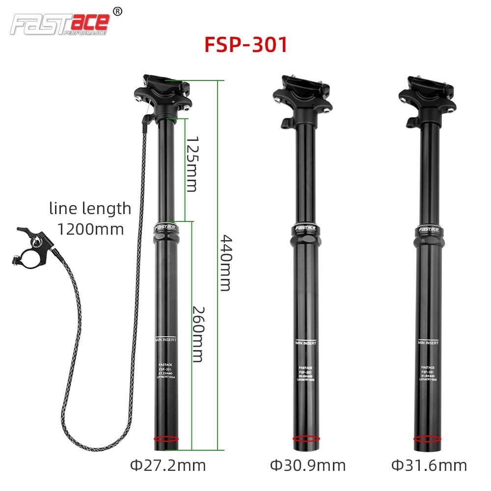FASTACE Bike Seat Post 27.2 30.9 31.6 440mm Aluminum Alloy MTB Dropper Seatpost