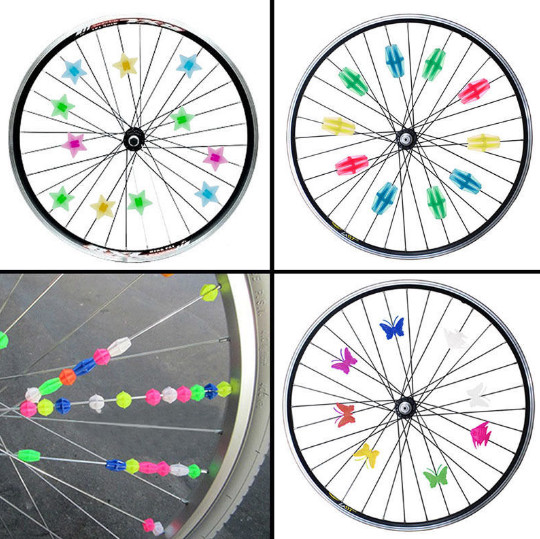 3Pack Colorful Bicycle Stars and Beads Wheel Bike Decoration Bead Spoke Beads