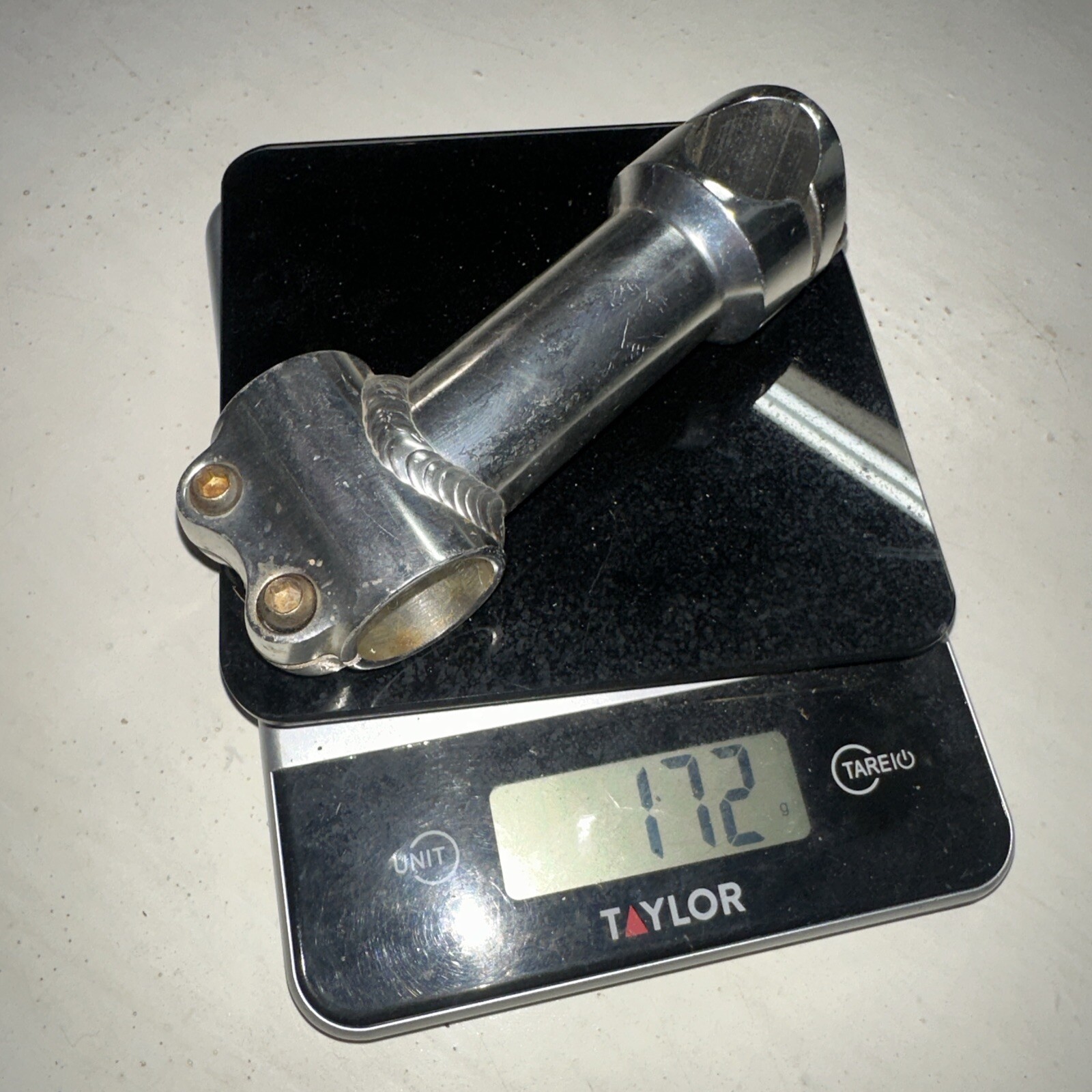 Vintage Bicycle bike stem 105 mm +/-5 degrees 1 1/8th” 25.4 mm Silver Threadless