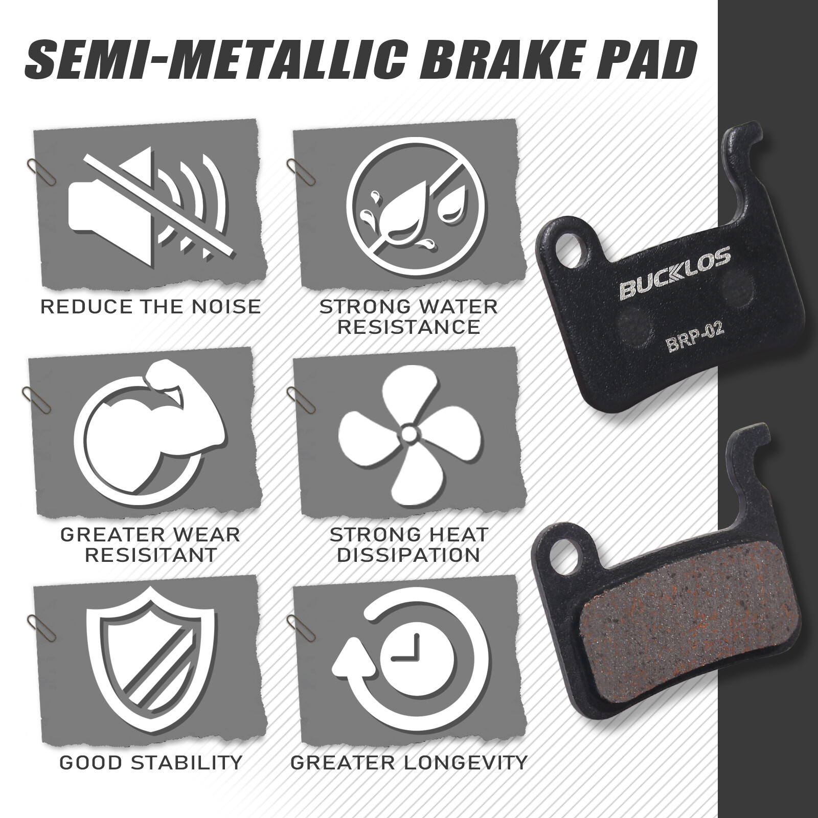 4 pairs MTB Semi-metallic Disc Brake Pads for Shimano M06 M07Ti A01S ZOOM M800