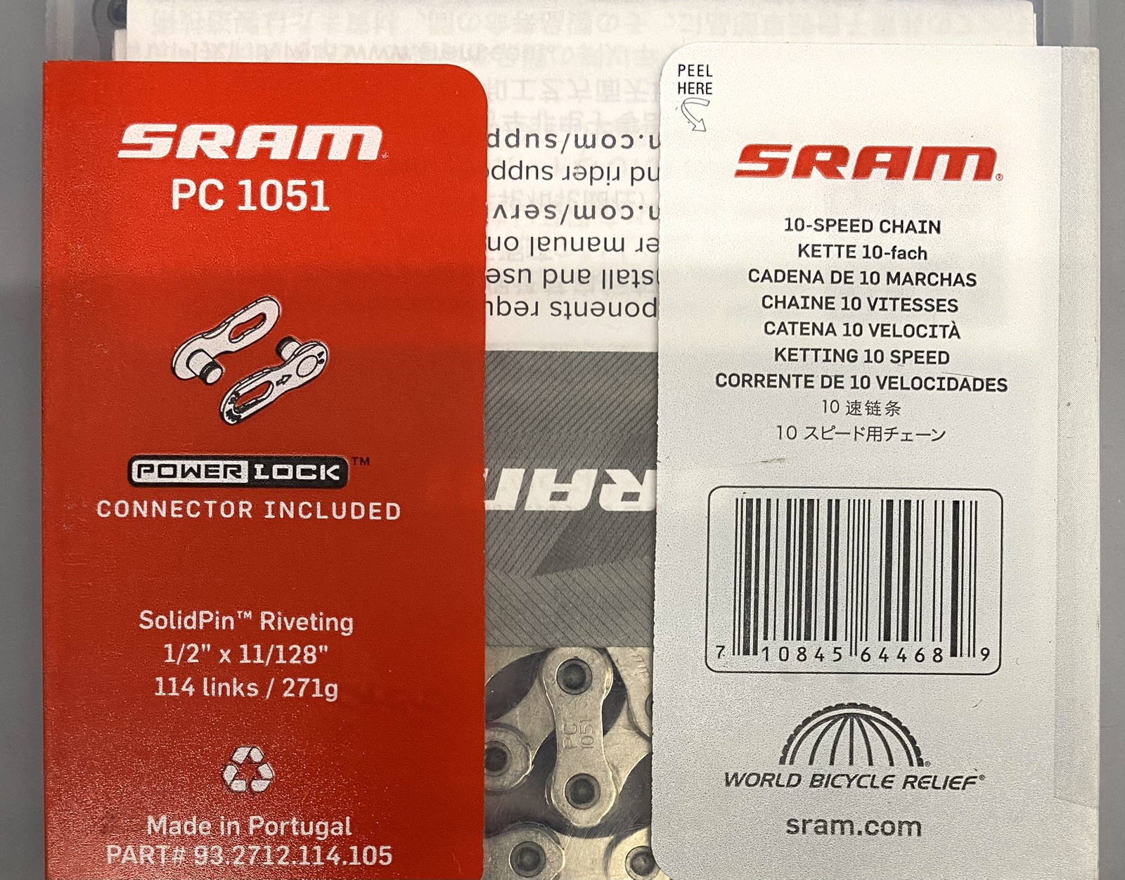 SRAM’S 10-speed PowerChain PC-1051 Moutain Bike Chain 10 Speeds 102 Links NEW