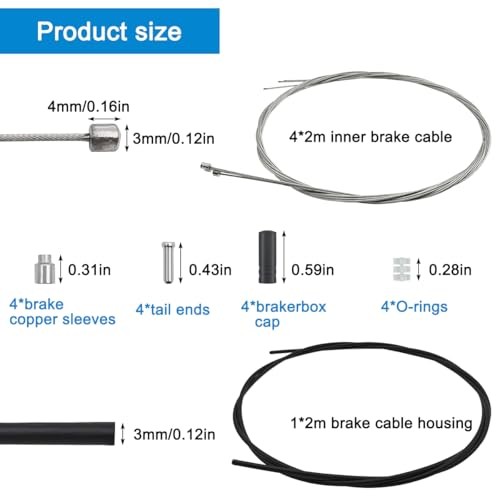 Bike Shift Cable Kit, 4 Pcs Derailleur Cable Shift Cable and A 2M Bike Cable