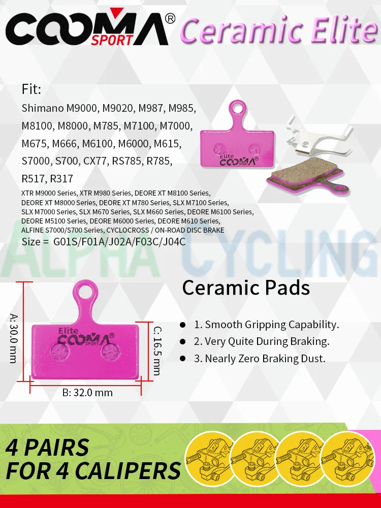 4 Pairs 8 Pcs Ceramic Bicycle Disc Brake Pads for Shimano SRAM Avid Magura