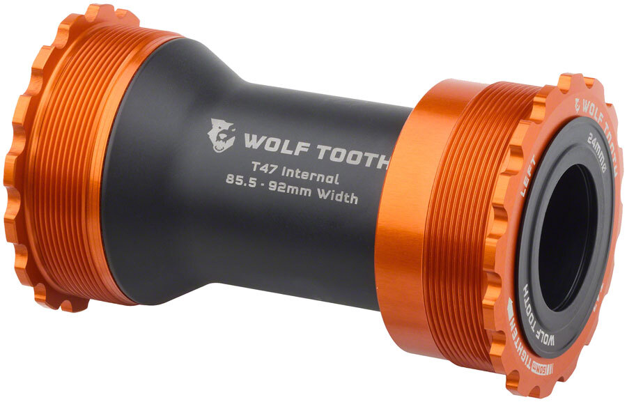 Wolf Tooth Bottom Bracket – T47 Inboard, 85.5/92mm, For 24mm Spindle, Orange