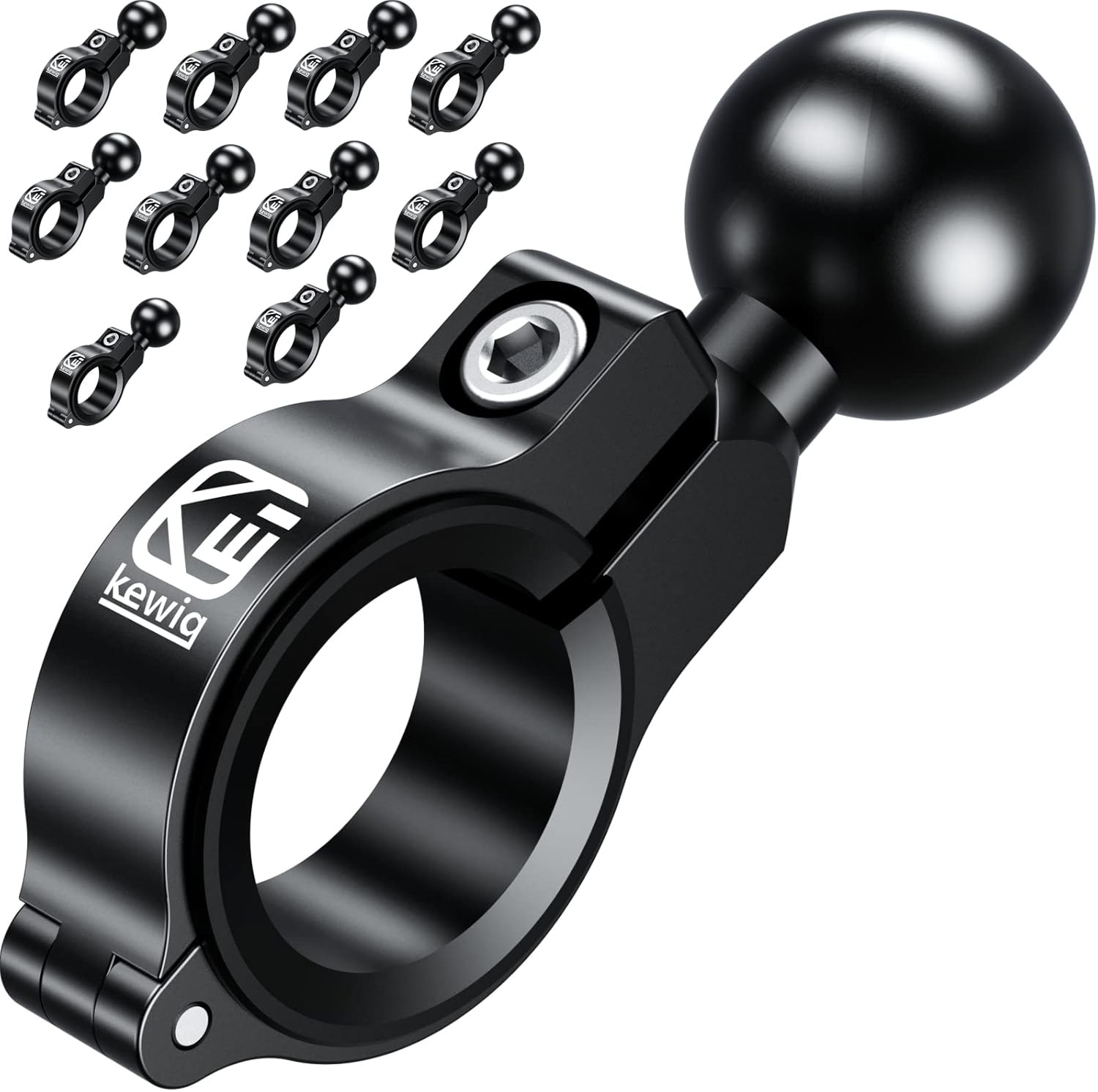 Aluminum Alloy Handlebar Mount Base w/1» TPU Ball for Round Rail Diameter 0.5»