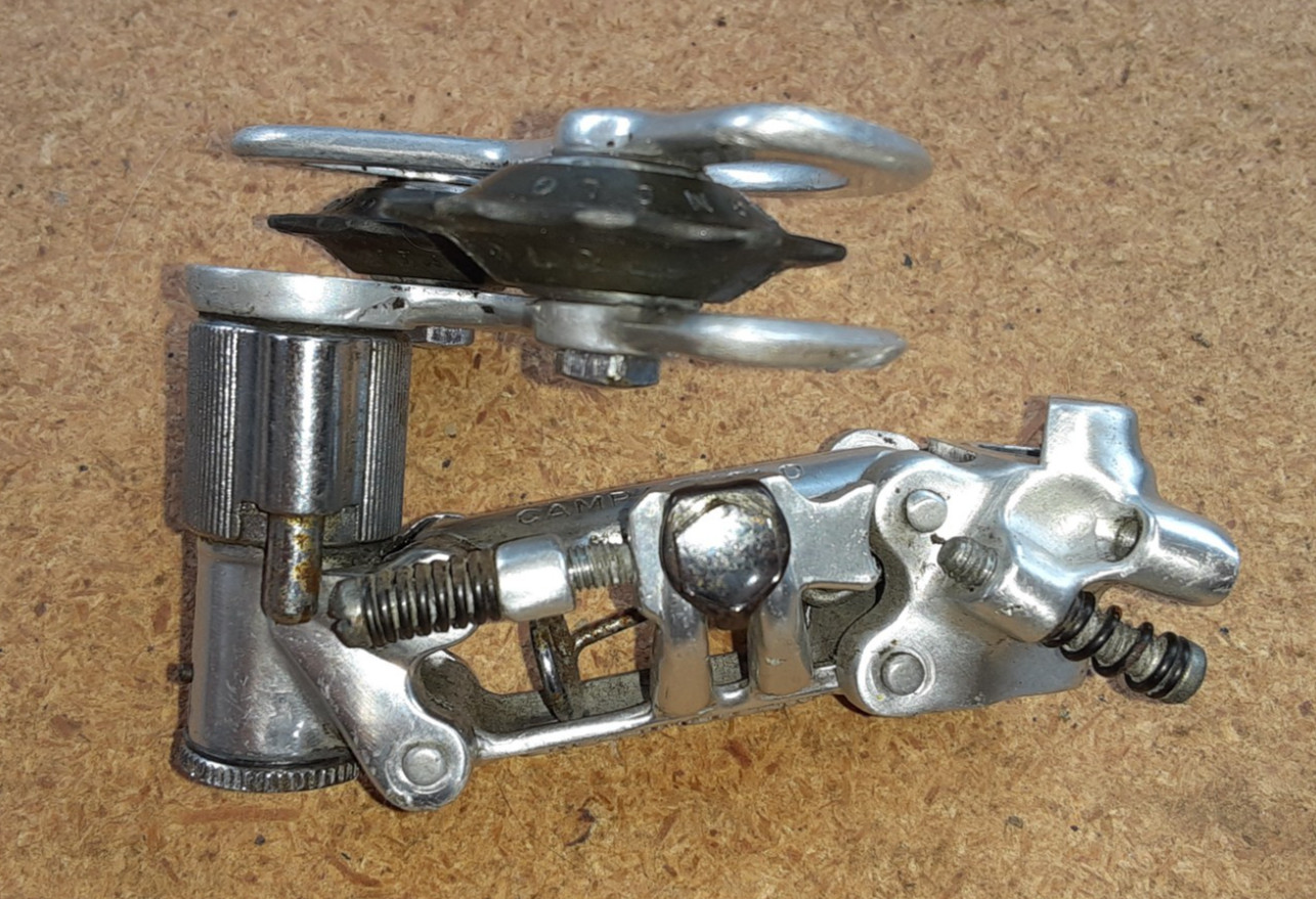 Used Vintage Campagnolo Nuovo Record Rear Derailleur, Pat. 1972 with bolt