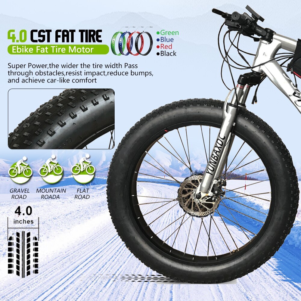 20/24/26 Inch Snow E-bike 48V 1500W Rear Cassette Hub Motor Wheel Conversion Kit