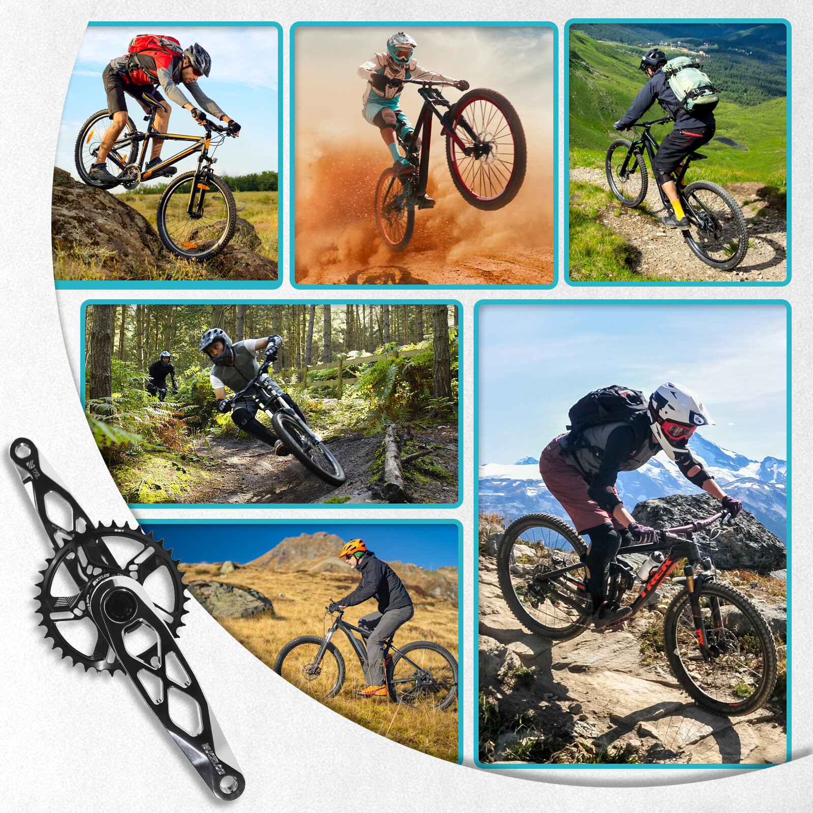 BUCKLOS DH MTB Bike 170mm Crankest Arm Chainring 32/34/36/38T DUB 29mm BB68/73mm