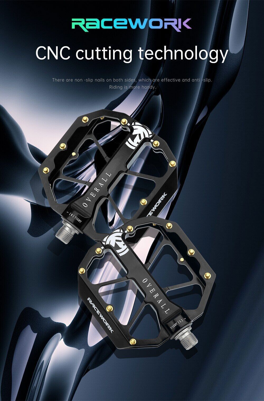 Racework Widen Bicycle Pedals Aluminium 3 Bearings MTB Road Bike 9/16″Pedals