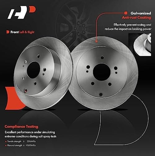11.89 Inch (302mm) Rear Solid Disc Brake Rotors, 2-Pack | Compatible with