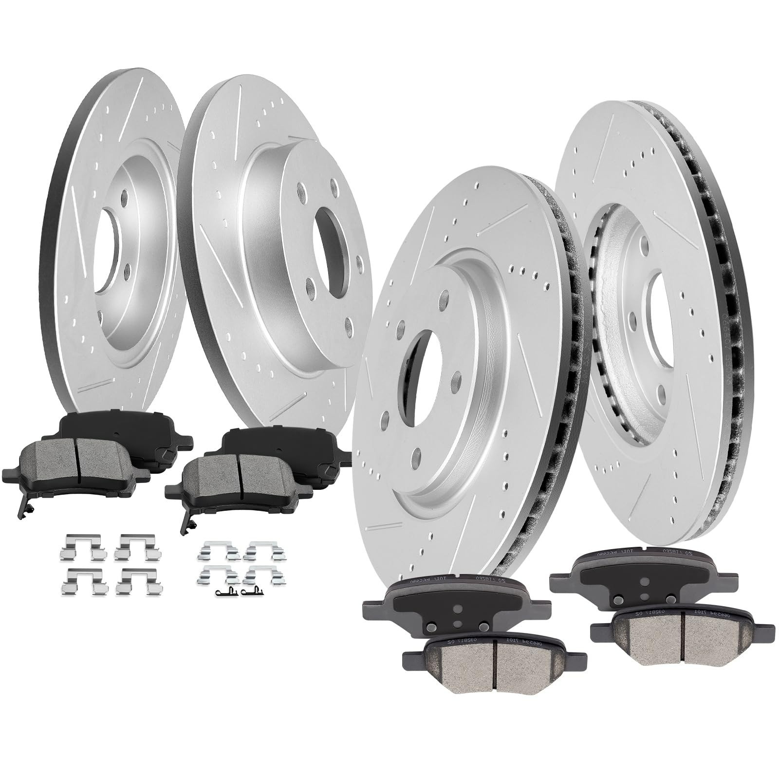 SCITOO Brake Pads and Rotors Kit for Lexus Land Cruiser Tundra Sequoia