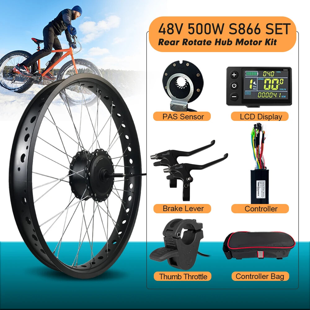20 24 26In 500W Snow Fat Electric Bicycle Rear Motor Wheel Drive Kit 170/190mm