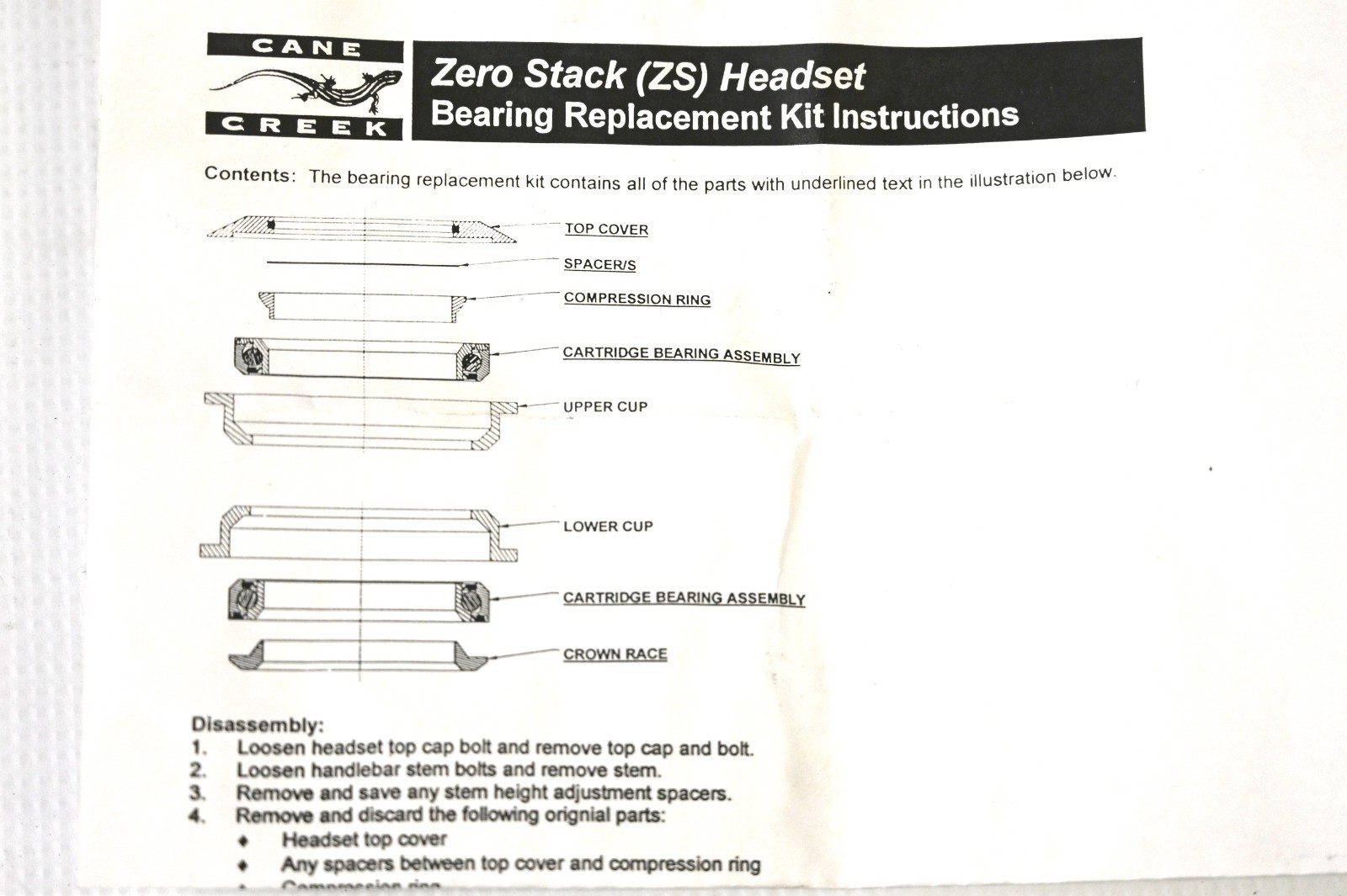 Cane Creek ZS Headset Bearings Kit 1» Threadless ACB 36° x 45° HS1036