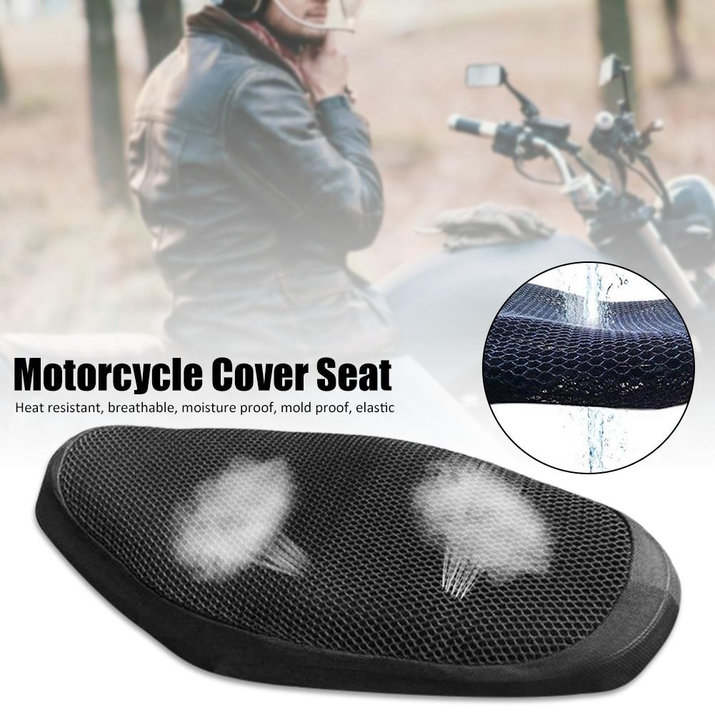 Cooling Motorcycle Seat Cover 3D Mesh Protector Cushion Breathable Sunscreen Mat