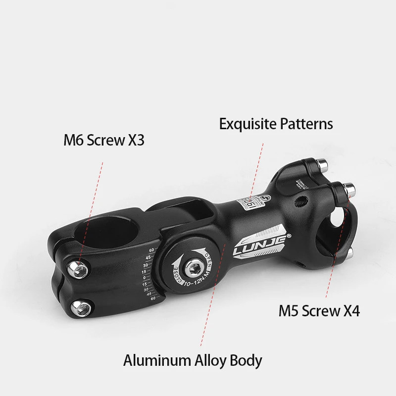 Adjustable Bicycle Handlebar Stem Variable 60/80 Degree Angle MTB Bike Riser Ult
