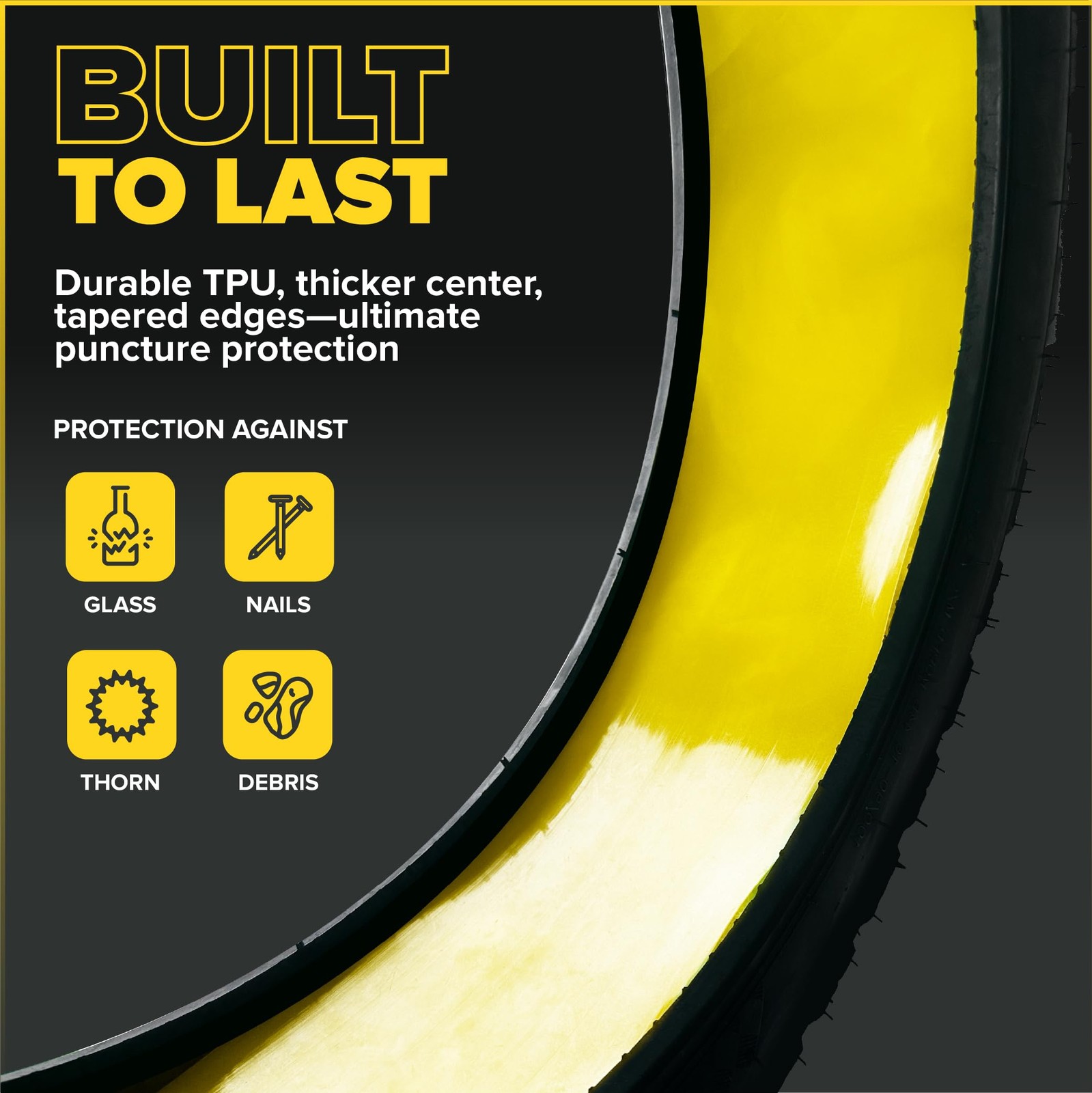 Ultraverse Fat Tire Liners Tube Protection Against Flats, 4.0 WIDTH, Yellow
